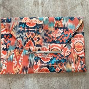BCBG Orange Ikat Envelope Clutch